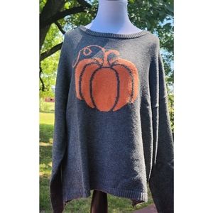 Brand New! Cozy gray and orange fall pumpkin sweater state of mine size XXL NWT